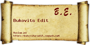 Bukovits Edit névjegykártya